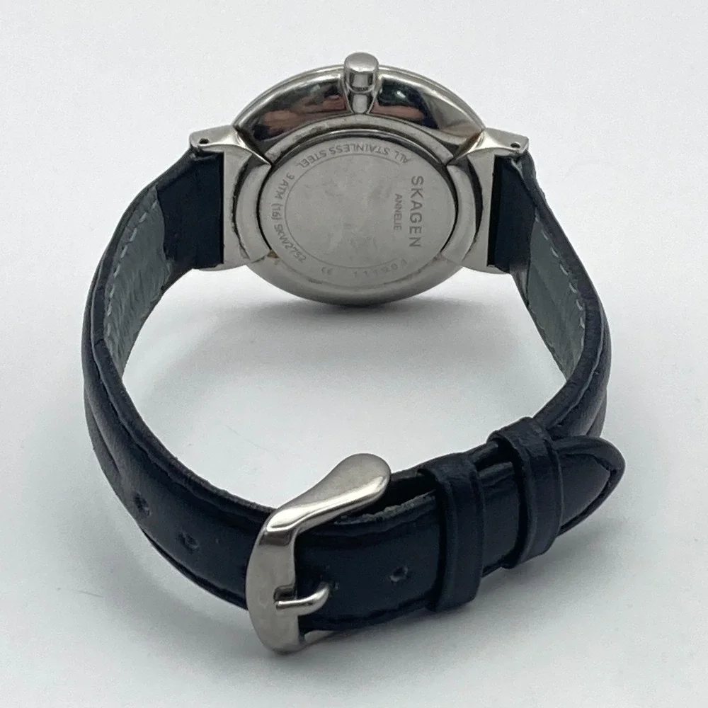Skagen Annelie Womens Watch 34mm Silver Tone Crystals SKW2752 New Battery 8.5